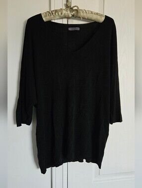 Black V-Neck Lightweight Knit Sweater